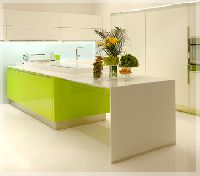 طراحی کابینت آشپزخانه با صفحات آکریلیک ( کورین -سالید سرفیس )