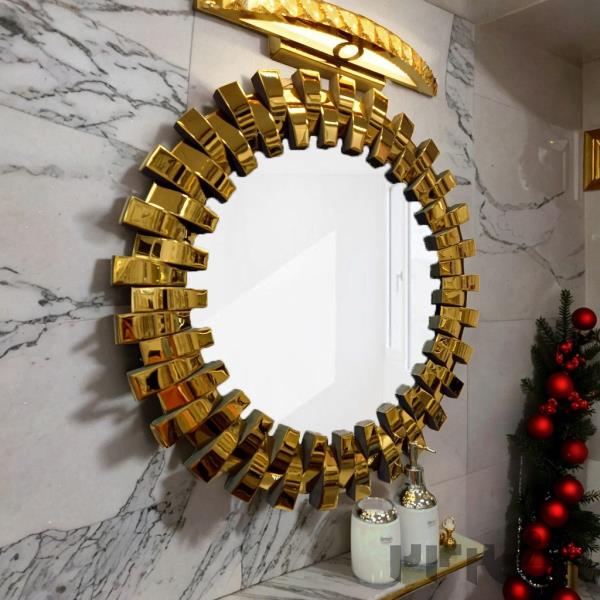 آینه گرد خورشیدی استیل کد30 طلایی سایز65 